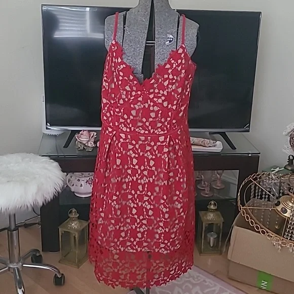 chinese dress ladies Sophia Lace Mini Dress – Retrofete main image 0